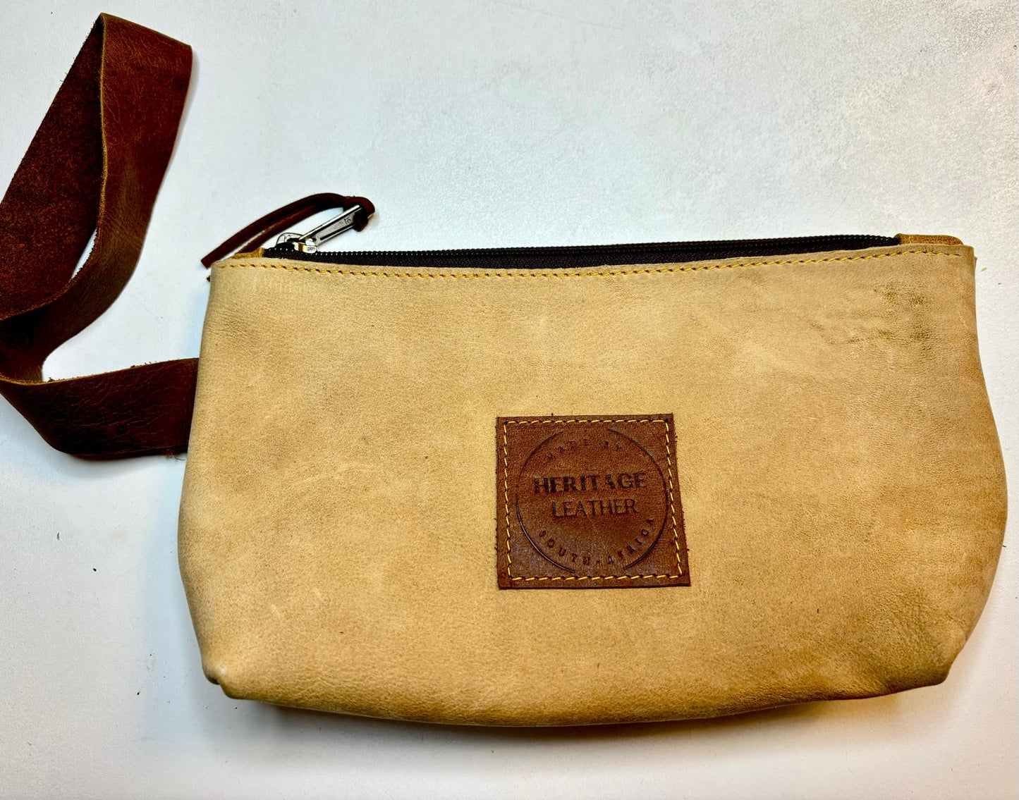 Leather clutch bag