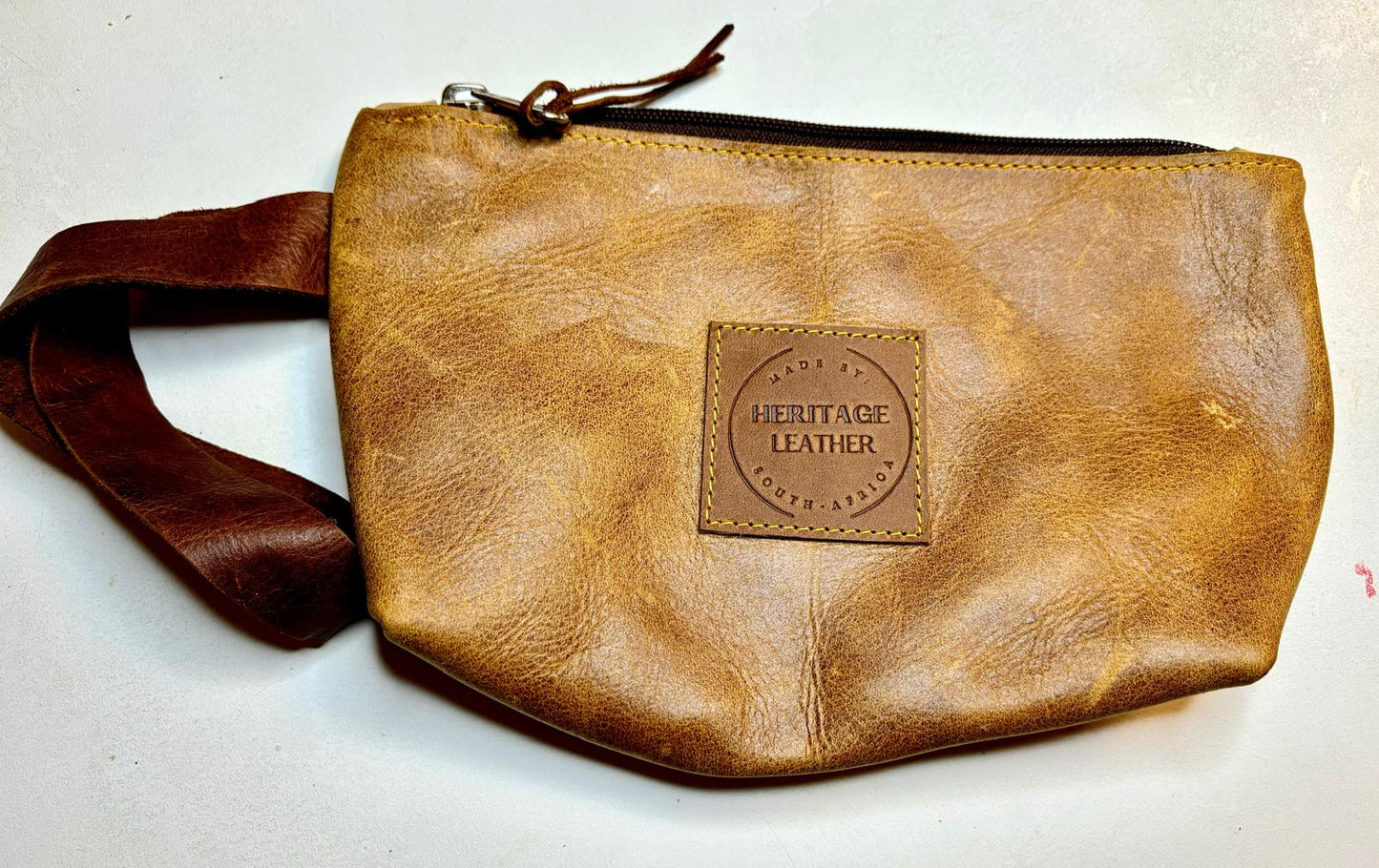 Leather clutch bag